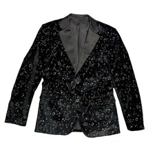 新款满天星平绒修身小西装外套男韩版网红夜店个性西服XZ022-P135图片