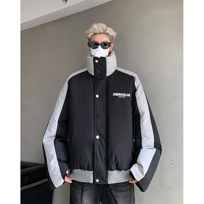 405A美式高街撞色短款棉服加厚立领面包服MY24919-P125控158，男装棉衣，星座405A
