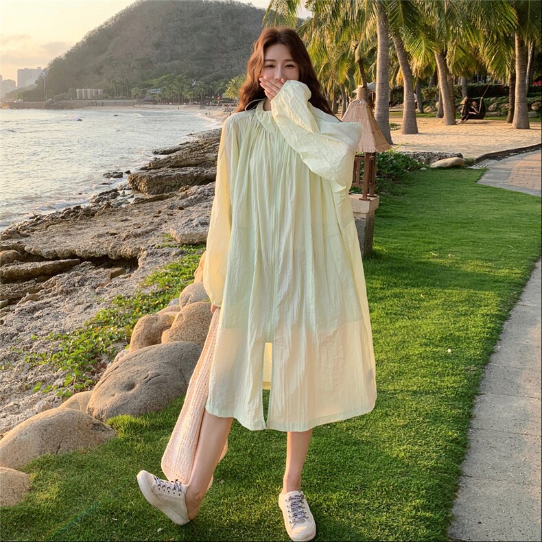 新品现货2025时尚长款防晒服A2535-P155-K235,女装防晒衣,2C261