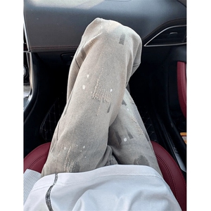 美式复古水洗牛仔裤男猫爪扎染vibe裤子宽松直筒休闲裤LA4500-p45,男装牛仔裤,星座1008