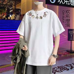 超火潮牌短袖T恤2025夏季新款宽松百搭学生港风印花上