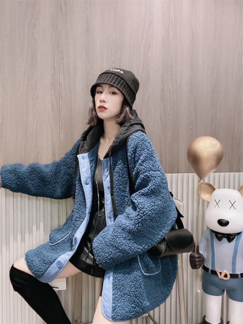 帽子羊羔毛外套ＭL，其它，可纳奇