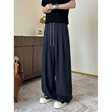 夏季薄款休闲长裤运动裤打褶宽松阔腿直筒裤子X62186-TP2549，女装休闲裤，电商A102