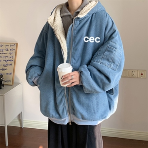 控价158牛仔棉衣男大码加绒羊羔绒牛仔棉服男棉袄 NM53294-P140图片