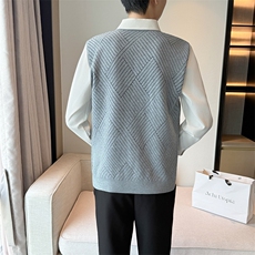 2025抖音男士假两件卫衣衬衫领新款刺绣针织打底衫CS23--P68，男装T恤，电商B278