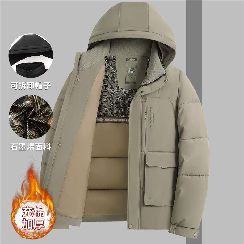 冬季2025新款加厚棉衣男士休闲夹克连帽棉衣外套P100，男装夹克，星座225-1