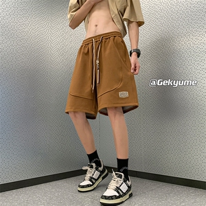 墨绿色短裤男款夏季薄款美式复古篮球运动中裤宽松直筒休闲五分裤图片