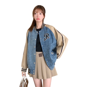 独特超好看牛仔拼接棒球服外套女春秋2025新款今年流行爆款巨好看图片