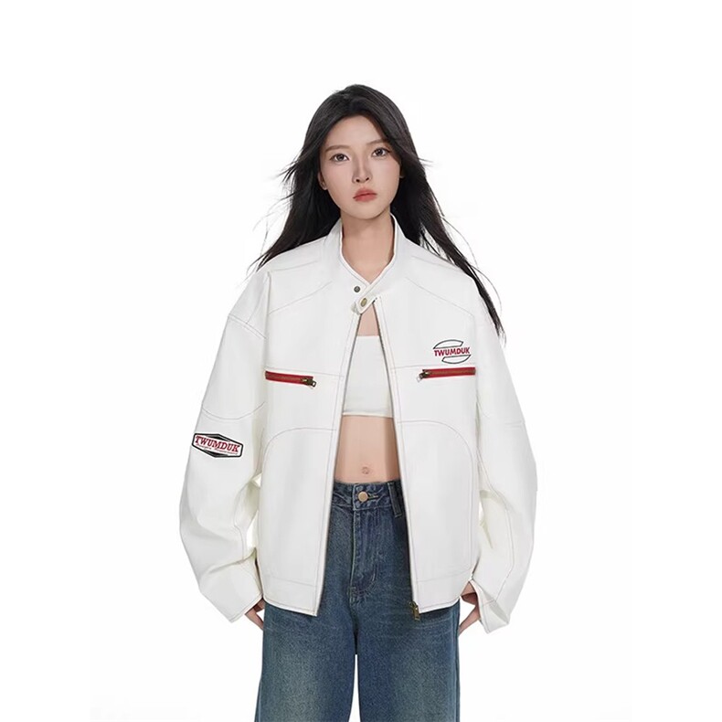 GP100-P60美式短款赛车服pu皮刺绣外套,男装皮衣,电商B323A