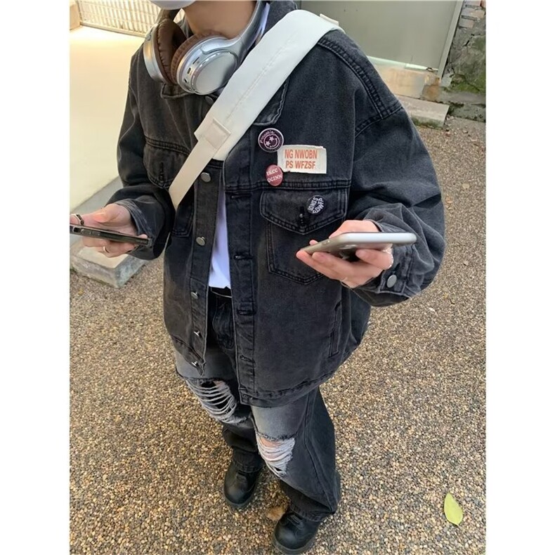 美式复古设计感水洗做旧牛仔衣外套男春秋高街夹克潮JK01208-P62,男装夹克,星座308B-2