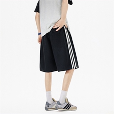 抖音得物高品质二开重磅华棉夏季三条杠织带短裤休闲运动五分裤，男装休闲裤，电商A486-1