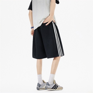 抖音得物高品质二开 重磅华棉 夏季三条杠织带短裤休闲运动五分裤图片
