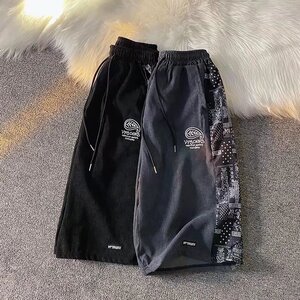 男夏季潮流时尚休闲短裤灯芯绒刺绣D97P25图片