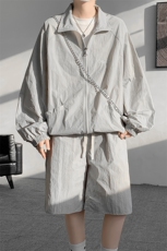 8XL-M特大码冰丝防晒服短裤套装男户外防晒衣运动外套潮TZ102P65，男装防晒衣，电商D206-1