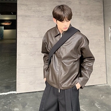 W9496-P70网图现货痞帅Pu皮衣潮牌皮夹克机车服高街外套，男装夹克，星座1608-2