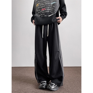 8XL-M美式复古三条杠休闲裤子加绒特大码阔腿卫裤KZ1935P60加绒70图片