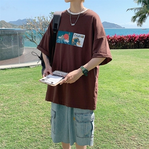 1港风印花情侣日系风潮大码M-5XL短袖T恤男DT7645P30控45图片