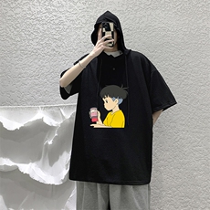 LD54200-P45连帽短袖t恤男大码胖子带帽五分袖中袖，男装T恤，电商A040