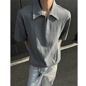 夏季新品老钱风宽松休闲POLO衫短袖T恤上衣男H1083特P35