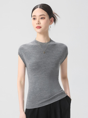 简约时尚无袖女士春季新款宽松遮肚百搭坎肩打底背心，女装针织衫/毛衣，清联羊绒