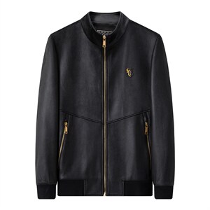 2021青年男商务休闲基皮夹克衫中年立领新款外套男ASDF8813-P230图片
