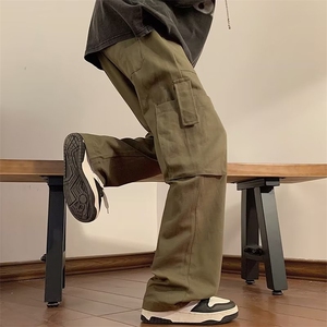 美式复古工装裤男士春秋季港风直筒阔腿裤休闲拖地长裤LCK102P50图片