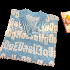 秋冬情侣款新款针织衫圆领毛衣男装港风宽松背心X5576-P60控78，男装背心/马甲，电商A061-1