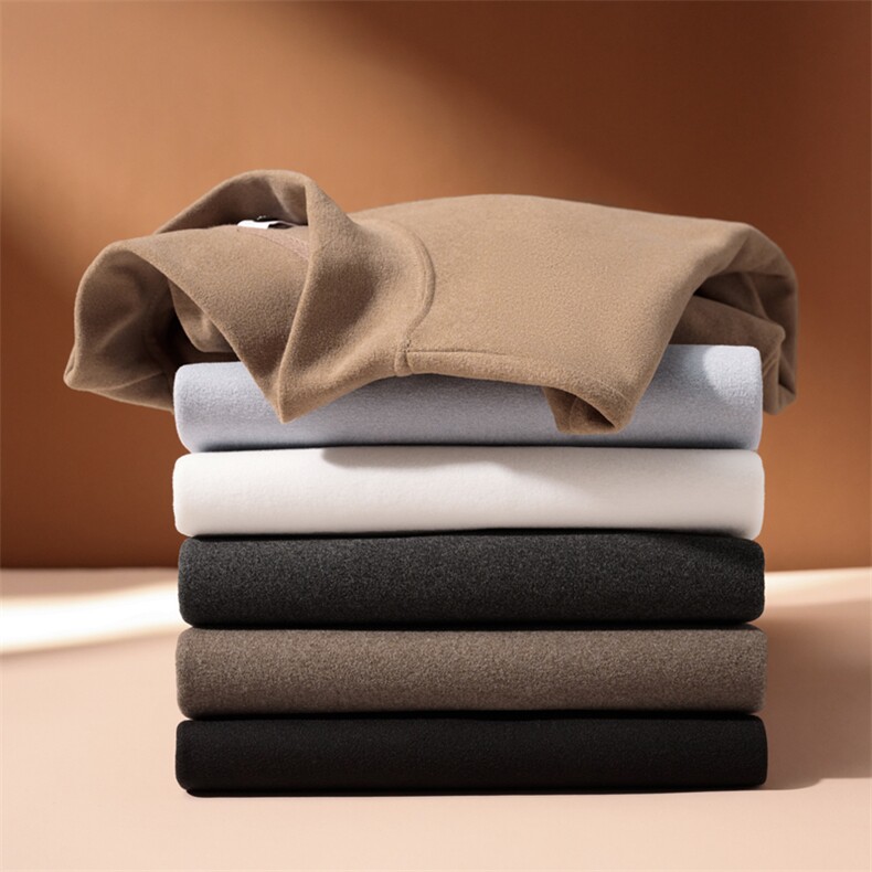 秋冬款双面磨毛男士打底衫修身弹力保暖上衣男女内搭纯色立领长袖，男装棉衣，电商A110