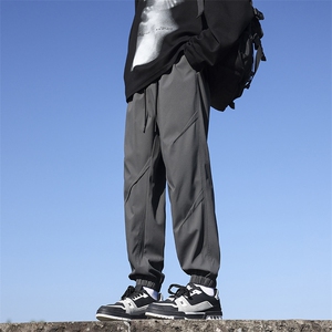 港风秋季新款宽松大码防水垂感纯色休闲裤男MYK24-9855-P35图片