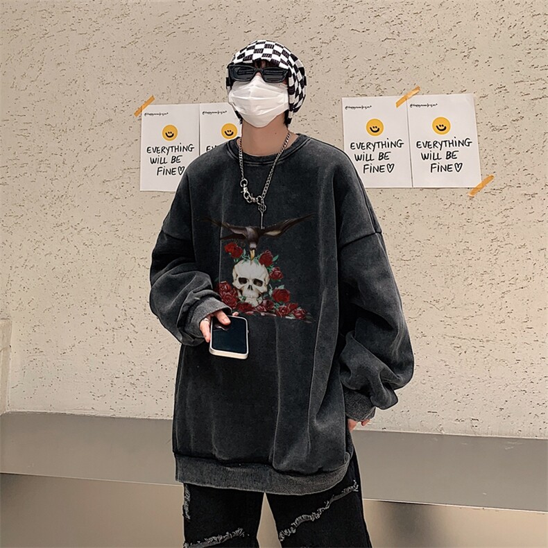22新款秋复古美式水洗做旧宽松男女中性卫衣301B-JB7901-P58,男装卫衣,星座301B
