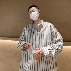 条纹长袖衬衫男夏季新款日系复古青少年学生休闲衬衣外套~S30038，男装衬衫，星座601-2