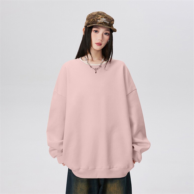 抖音得物高品质二开支持退换26春装美式宽松曼巴纯色圆领卫衣Y77,男装卫衣,电商A486