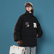中性风时尚字母印花宽松保暖立领棉服外套A268-MY2049特批65控98，男装棉衣，电商A268