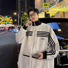 2024新款条纹撞色夹克高街运动外套宽松立领潮流现货W8515-P63，男装夹克，星座512-4