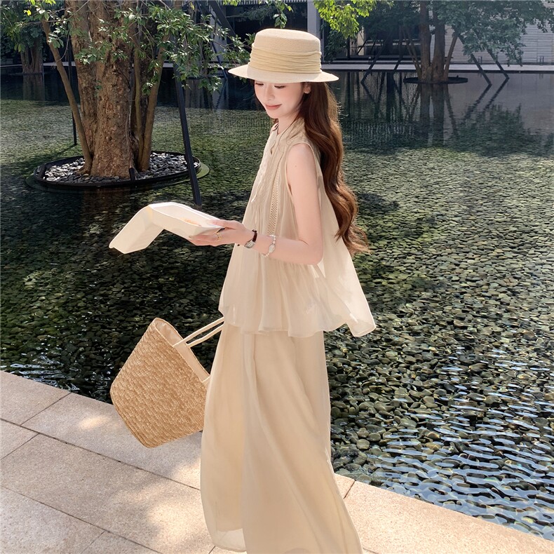 超仙时尚阔腿裤套装女2026夏季新款洋气减龄显瘦绝美巨好看三件套,女装套装/套裙,衣秀之家
