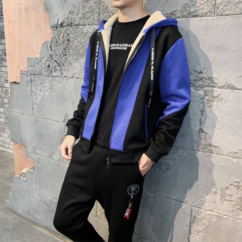 羊羔绒加厚保暖外套男孩运动休闲套装TZ826-P80图片