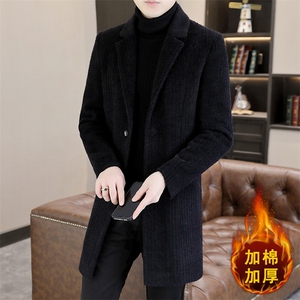 男士新款高品质毛呢外套大衣中长款西装领韩版修身潮流A51P175图片