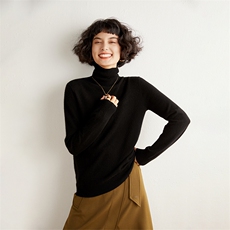 岛精无缝一线成衣山羊绒衫女卷边半高领毛衣针织衫宽松内搭打底衫，女装羊绒衫，雅之冉羊绒