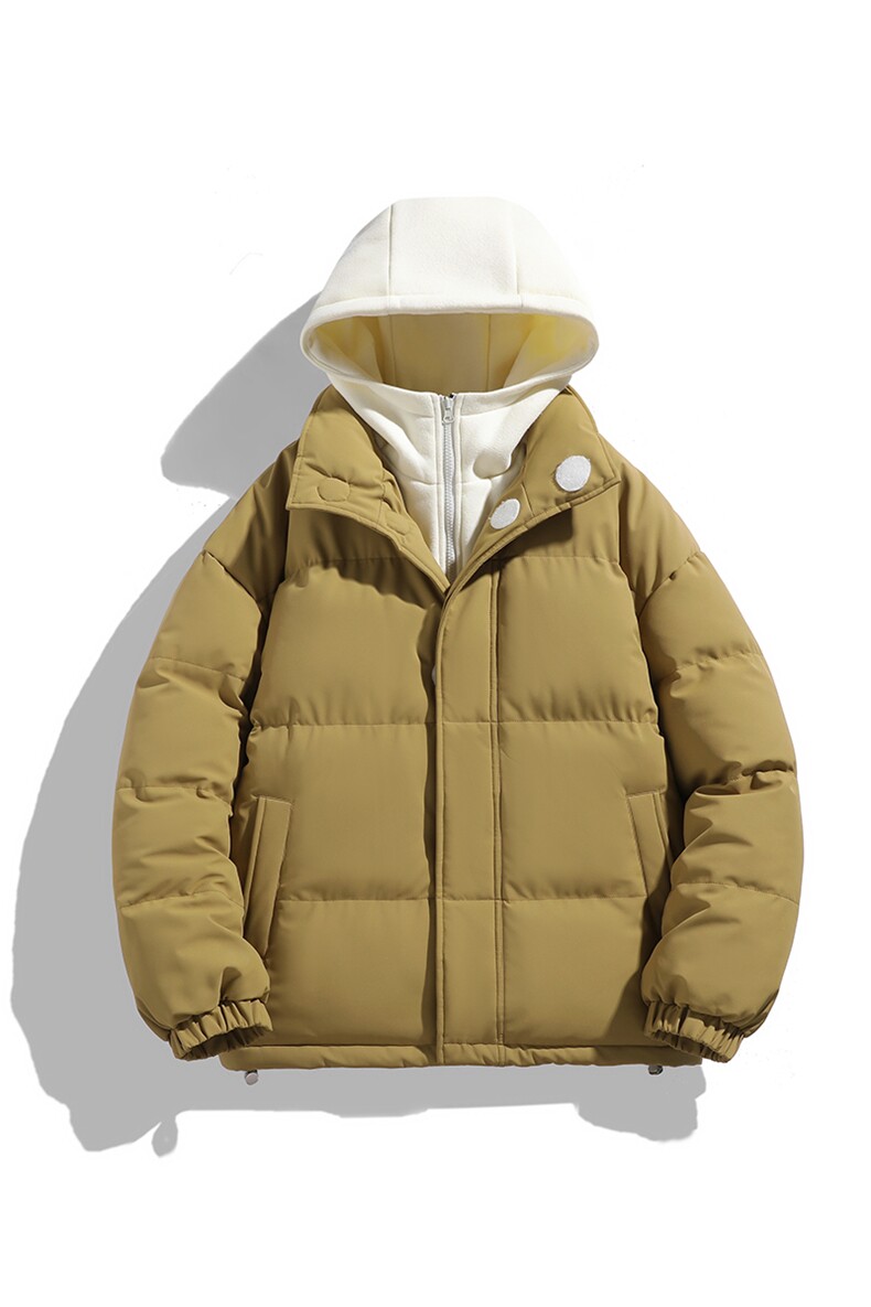 冬季青少年连帽假两件外套加绒加厚休闲简约棉衣棉服5303-P85,男装棉衣,电商B306