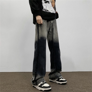 青少年insi港风潮牌宽松直筒渐变色牛仔裤子N172-P45图片