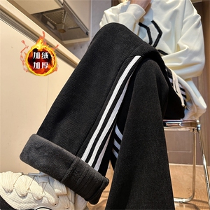 重磅灯芯绒条纹休闲长裤男秋冬潮流痞帅宽松直筒加绒加厚裤子潮牌图片