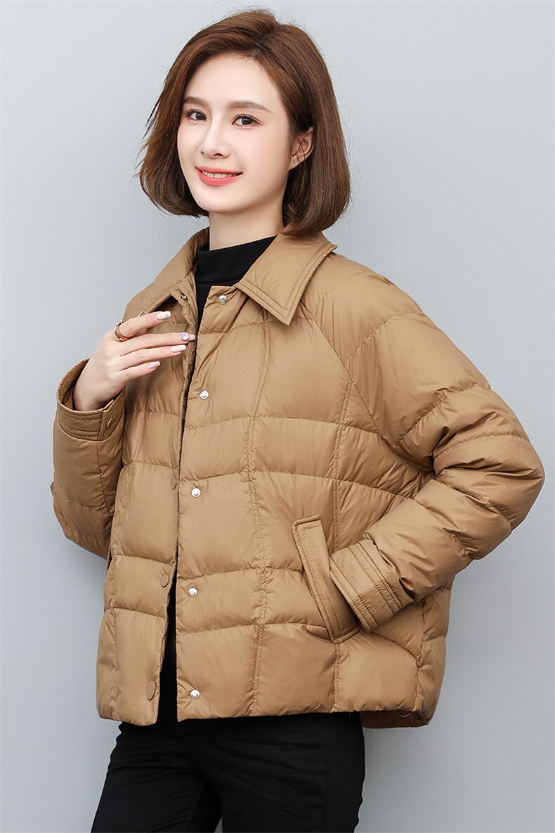 特价羽绒服女冬季新款短款长袖衬衫翻领气质90白鸭绒外套,女装羽绒服,曼沙奕珂