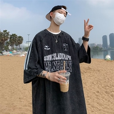青春流行圆领潮流夏季宽松型ins日常男潮慵懒T恤短袖时尚潮牌，男装T恤，星座716-2