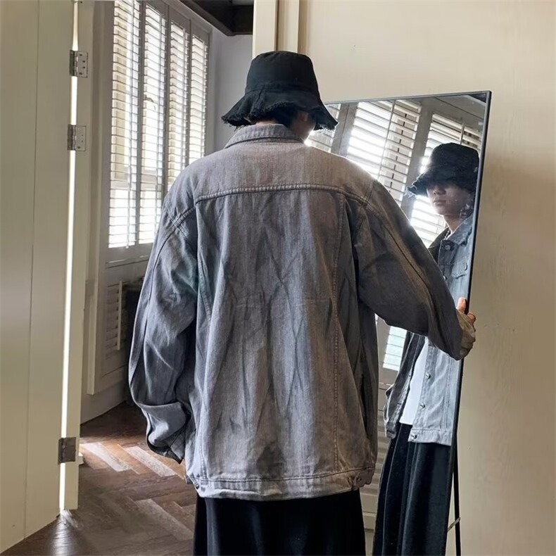 复古涂鸦牛仔夹克男士春秋季欧美vibe工装痞帅潮牌青少年男女外套,男装夹克,星座601-2