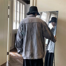 复古涂鸦牛仔夹克男士春秋季欧美vibe工装痞帅潮牌青少年男女外套，男装夹克，星座601-2