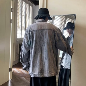 复古涂鸦牛仔夹克男士春秋季欧美vibe工装痞帅潮牌青少年男女外套图片
