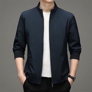 2023新款棒球服外套男春秋季立领高端休闲夹克中年爸爸长袖上衣图片