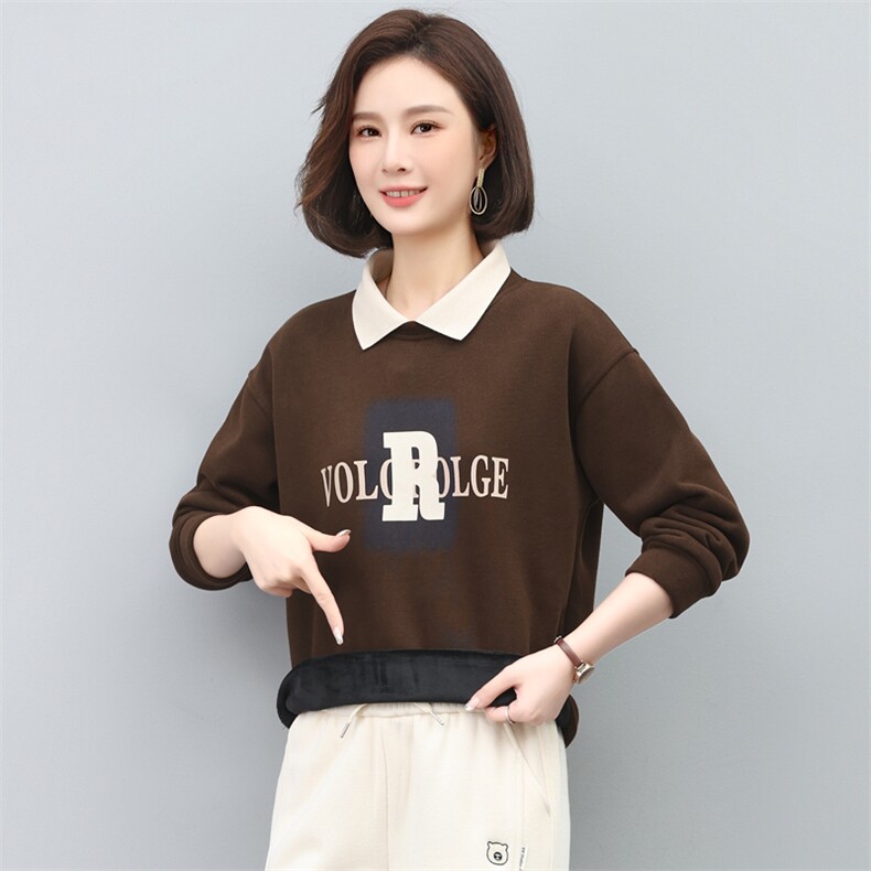 2023年秋冬季新款潮娃娃领卫衣女加绒加厚韩版休闲百搭上衣打底衫,女装卫衣/绒衫,简韵佳