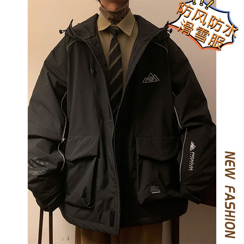 24冬季防水防风防寒滑雪服男单板双板反光条保暖时尚外套M69-P170图片
