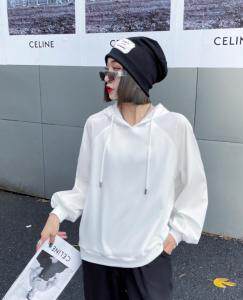 2121秋季新款黑白两色带帽拼接卫衣，女装卫衣/绒衫，琼卿格